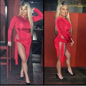 Dress with high side slit